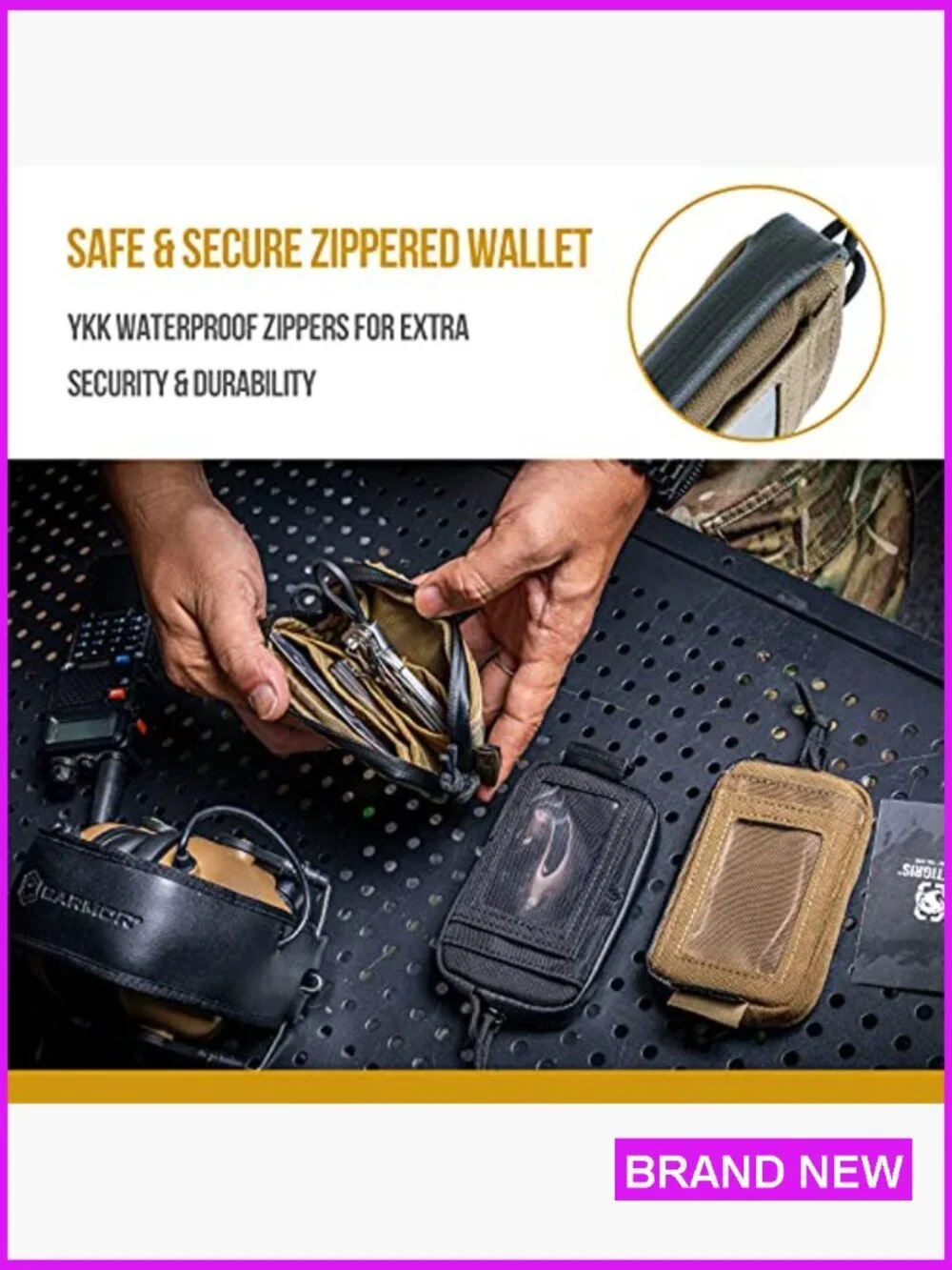Tactical Zipper Wallet Minimalist Nylon Coin Purse Card Holder Secure Compact